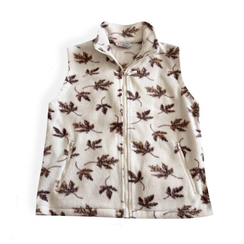 Vintage Lavon, Leaf Vest / White Camo Layering Sleeveless top